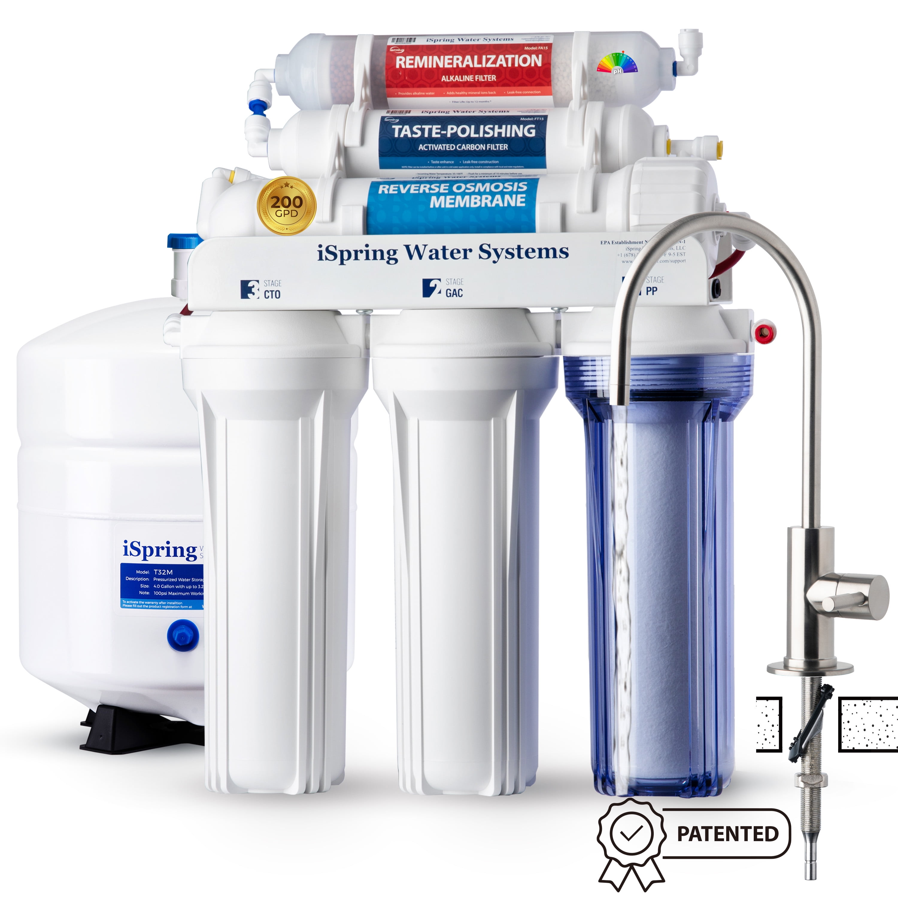 iSpring RCC2AK, 200 GPD 6-Stage RO System with Alkaline Filter, pH+, Top-Mounted Faucet, Easy DIY Install, Ideal for Large Homes & Offices – Upgraded Under Sink Design