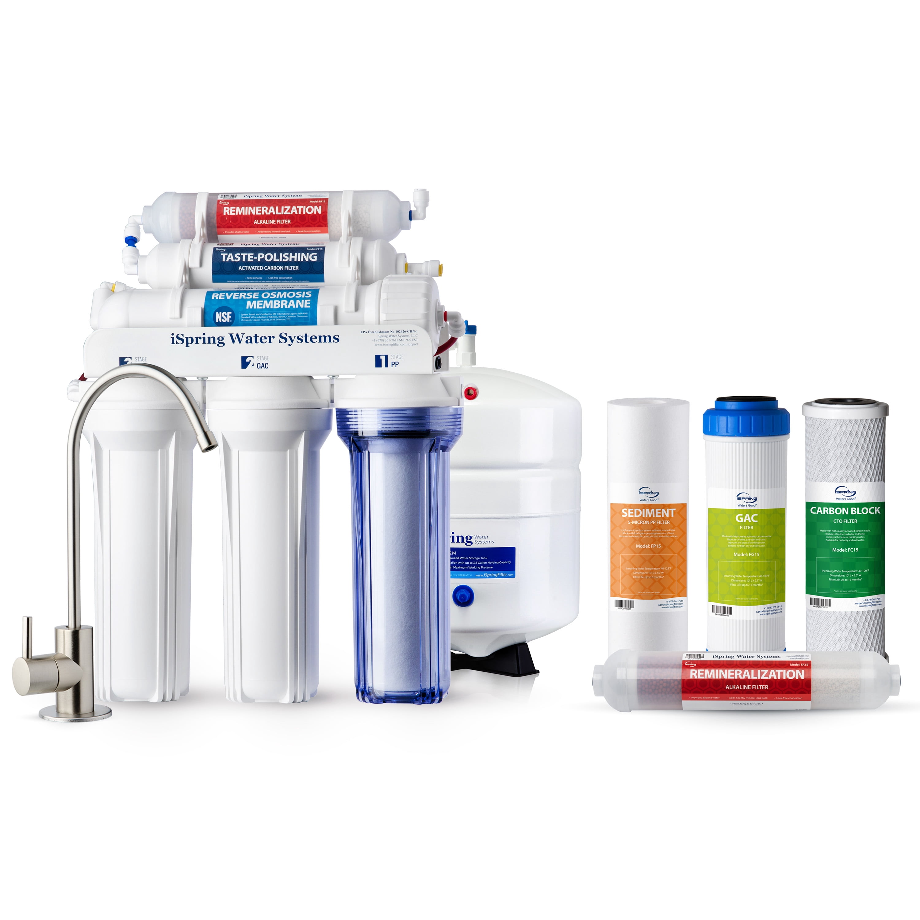 1-Year Replacement Filter Set For Alkaline RO Water – Fits RCC7AK, RCC7PAK, RCC1PAK | White Plastic Housing