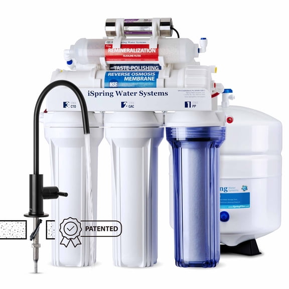iSpring RCC7AK-UVBLK, NSF/ANSI 58 Certified, Alkaline and UV 7-Stage Reverse Osmosis Water Filter System, Clear Housing for Easy Filter Inspection, Reduces PFAS, TDS, Chlorine, Lead, pH+