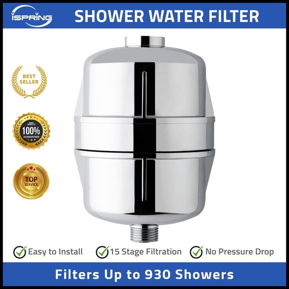 iSpring SF3S 15-Stage High Output Universal Shower Filter with Replaceable Cartridge, Better Skin, Softer Hair, and Stronger Nails, Chrome