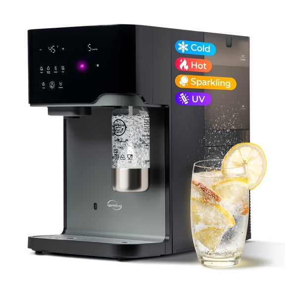 iSpring Sparkling Water Maker with UV, Hot & Cold Countertop Reverse Osmosis Water Filter, PFAS & TDS Removal, Real-Time TDS Monitor, Fits Standard Screw-in CO Cylinders, Model# RCD100SPKHC