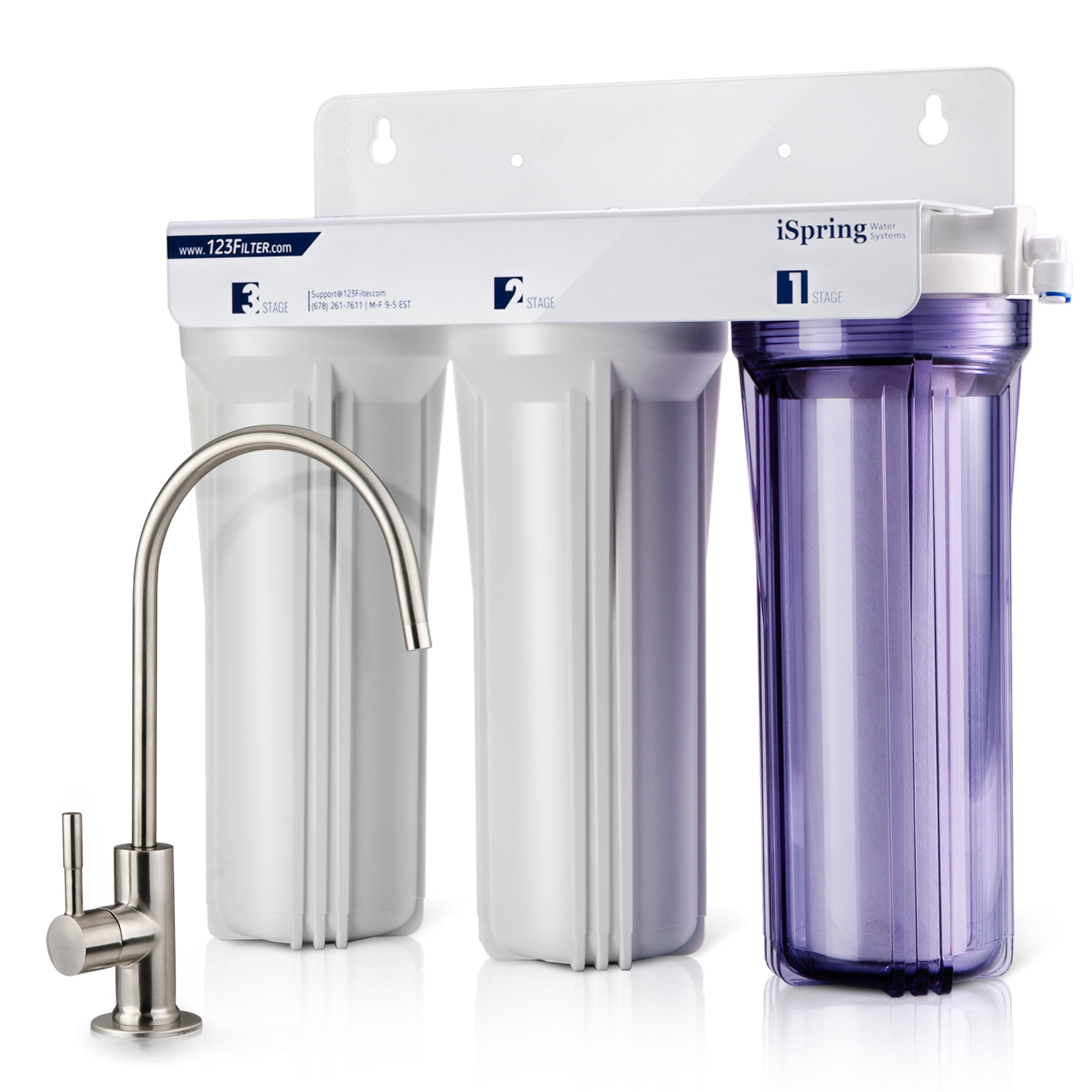 iSpring 3-Stage Under Sink Water Filtration System with Stainless Steel Faucet
