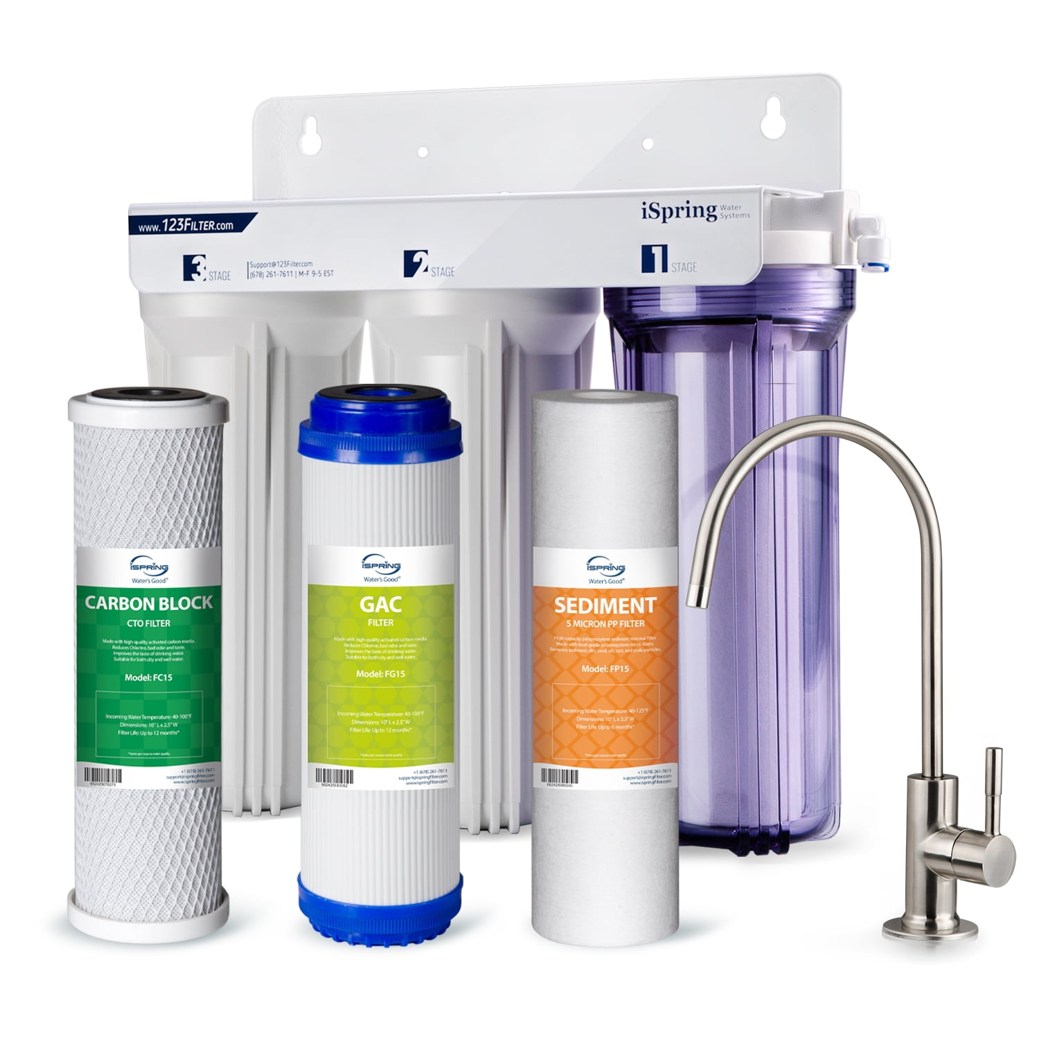 iSpring US31 Classic 3-Stage Under Sink Water Filtration System for Drinking, Tankless, High Capacity, Sediment + GAC + Carbon (Newest Version)