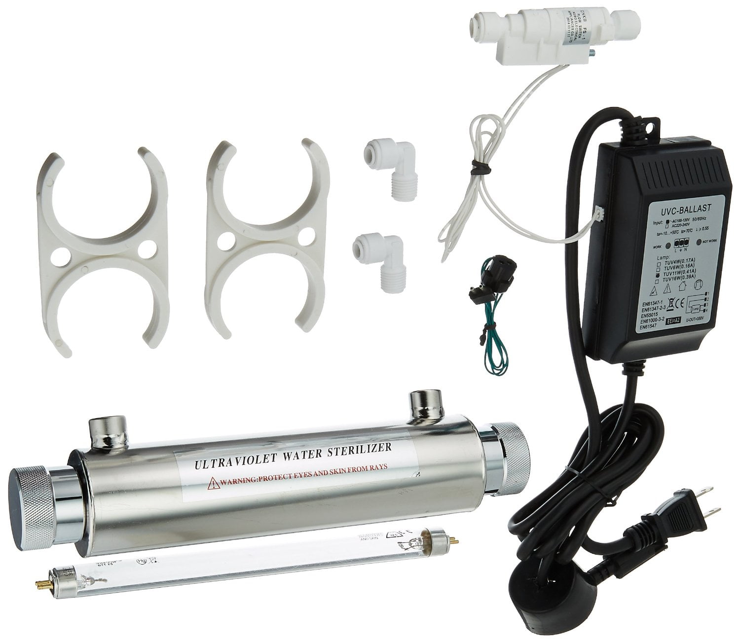 iSpring #UVF11A 11W 10 inch Ultra Violet UV Sterilizer with Smart Flow Control Switch 110V