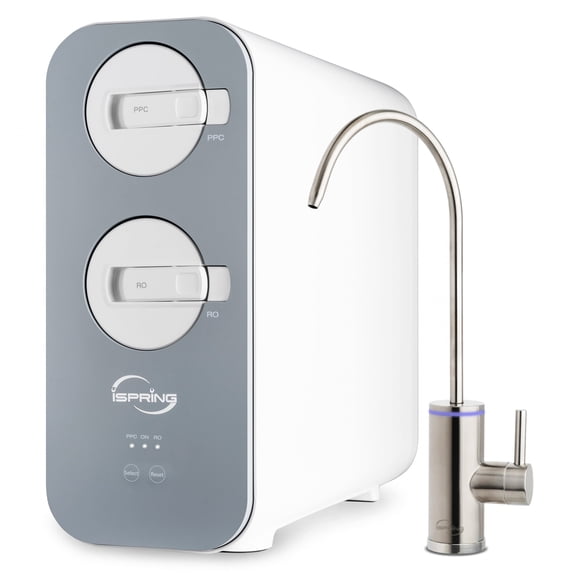 iSpring RO800G Tankless Reverse Osmosis System, 800 GPD Under Sink Water Filter with 2.5:1 Pure to Drain Ratio, TDS & PFAS Reduction, Space Saving Design, Includes Brushed Nickel Faucet