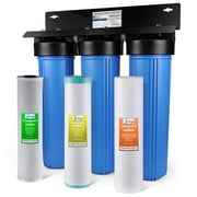 iSpring WGB32B-KS 3-Stage Heavy Metal Reducing Whole House Water Filtration System w/ 20-Inch Sediment, KDF, and Carbon Block Filters