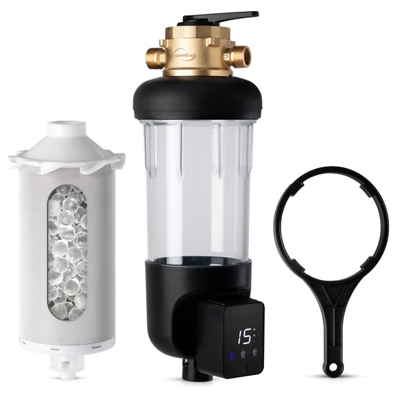 iSpring Jumbo Spin Down Filter, 2-in-1 Whole House Prefilter & Municipal Water Scale Inhibitor, Corrosion Prevention, 4 Modes Bypass, Auto Flushing, 22x Capacity, 100-Micron, Model: WSP100SL-ARJ-BP