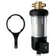 thumbnail image 1 of iSpring WSP50ARJ, NSF Certified, Spin-Down Sediment Water Filter, Upgraded Jumbo Size, Large Capacity, Reusable with Touch-Screen Auto Flushing Module, Brass Top Clear Housing, 50 Microns, 1 of 6
