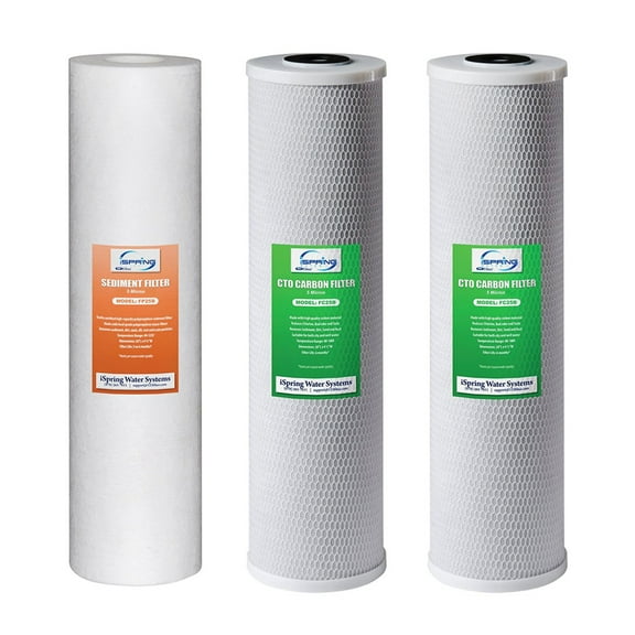 iSpring Whole House Water Filter Cartridge Replacement Pack with Sediment and Carbon Block Cartridges, Fits WGB32B Whole House Water Filter, 4.5 x 20, Model: F3WGB32B
