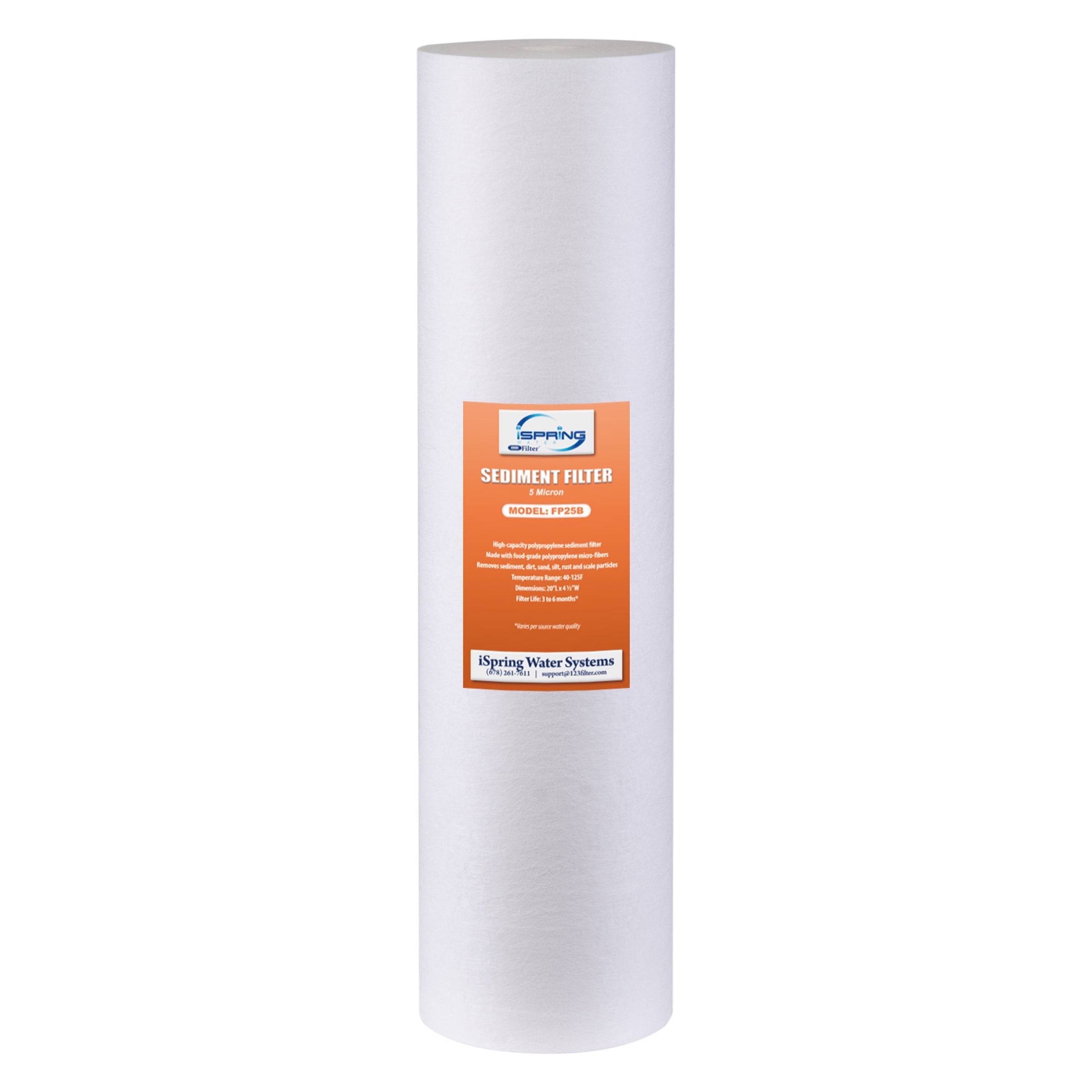 iSpring FP25B 5-micron Universal Sediment Filter Cartridges with Multi-layer Gradient Design, 20" x 4.5"
