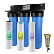 iSpring Whole House Water Filter System w/Spin Down Sediment Filter, Polyphosphate Anti-Scale, GAC+KDF, and Carbon Block Water Filters, Water Descaler and Water Filter, Model WGB32B-KDS+WSP50