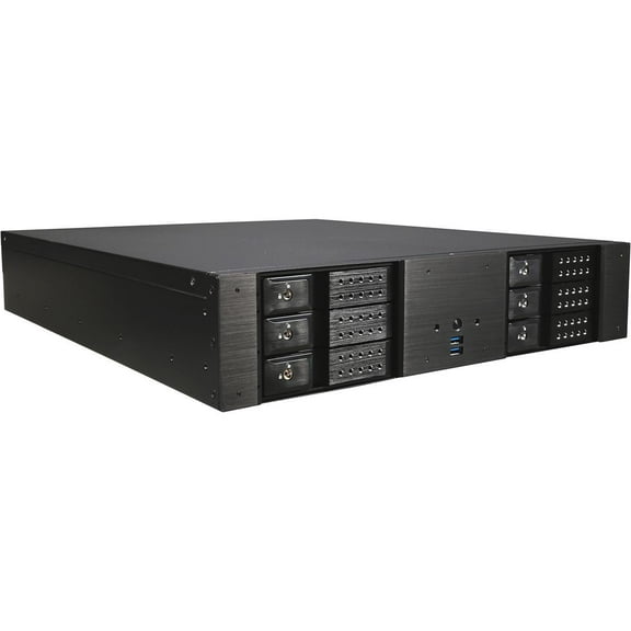 iStarUSA D-260HN Black Aluminum 2U Rackmount Compact 6x 3.5" Bay Trayless Hotswap microATX Chassis