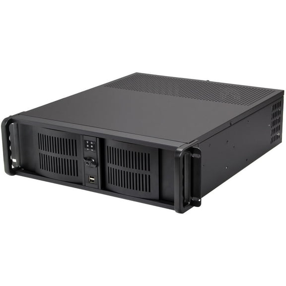 iStarUSA D-300-FS Black Aluminum / Steel 3U Rackmount Compact Stylish Front-mounted PSU Chassis 2 External 5.25" Drive Bays