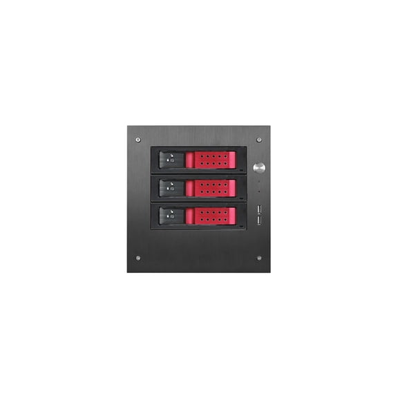 iStarUSA S-35-3DE1RD Black Aluminum / Steel Tower Compact Stylish 3x 3.5" Hotswap Trayless mini-ITX Tower - Red HDD Handle