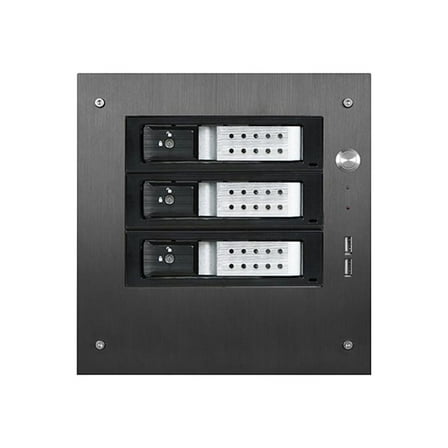 iStarUSA S-35-3DE1SL Black Aluminum / Steel Tower Compact Stylish 3x 3.5" Hotswap Trayless mini-ITX Tower - Silver HDD Handle