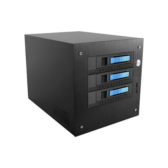 iStarUSA S-35-3M1BL Black SECC Tower Compact Stylish 3x 3.5" Hotswap mini-ITX Tower (Blue HDD Handle)