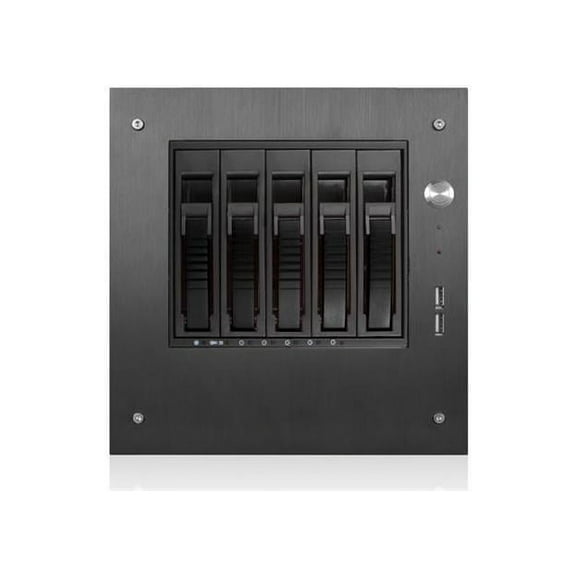 iStarUSA S-35-B5BK Black Aluminum / Steel Tower Compact Stylish 5 x 3.5" Hotswap mini-ITX Tower - Black HDD Handle