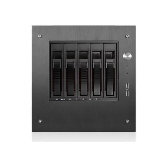 iStarUSA S-35-B5BK Black Aluminum / Steel Tower Compact Stylish 5 x 3.5" Hotswap mini-ITX Tower - Black HDD Handle