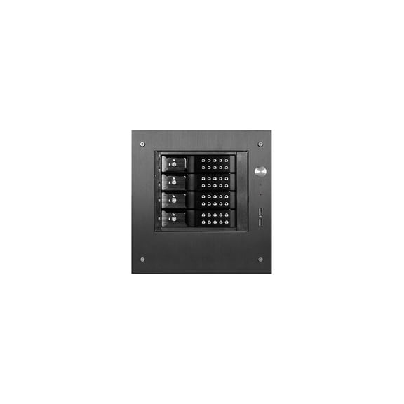 iStarUSA S-35-DE4BK Black Aluminum / Steel Tower Compact Stylish 4 x 3.5" Hotswap Trayless mini-ITX Tower - Black HDD Handle