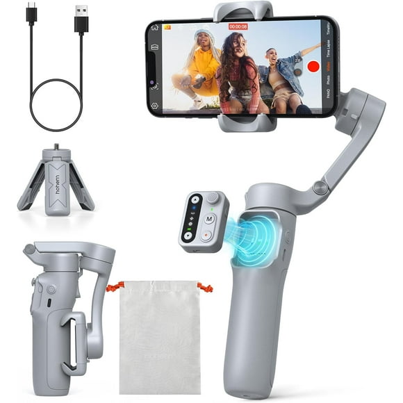 iSteady X3 SE Gimbal Stabilizer for iPhone, Phone Stabilizer with Detachable Remote Control, Portable Foldable 3-Axis Phone Gimbal for Android & iPhone 16 15 Pro Max, Ideal for Travel Vlogging, Grey
