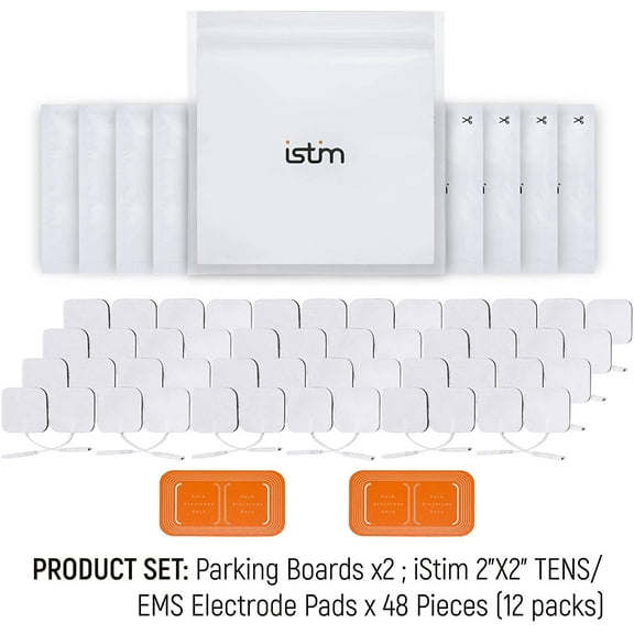 iStim Super Soft 2"x2" TENS Unit Electrodes for TENS Massage EMS - 100% Japanese Gel (2"X2" - 48 Pieces)