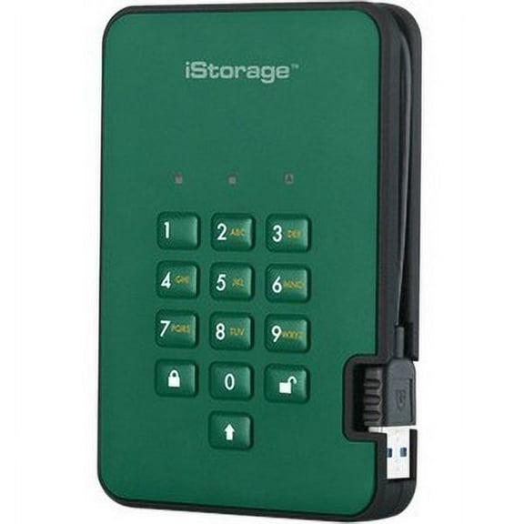 iStorage DISKASHUR2 500GB Portable Secure Encrypted Hard Drive Racing Green