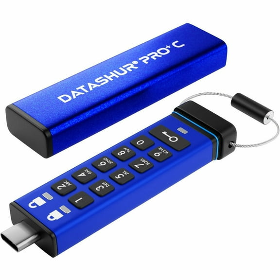 iStorage datAshur PRO+C 256GB | FIPS 140-3 Level 3 Certified | Secure USB Type-C Hardware Encrypted Drive | PIN protected | Type C-A adapter included - TAA Compliant - 256 GB - USB 3.2 (Gen 1) Type...