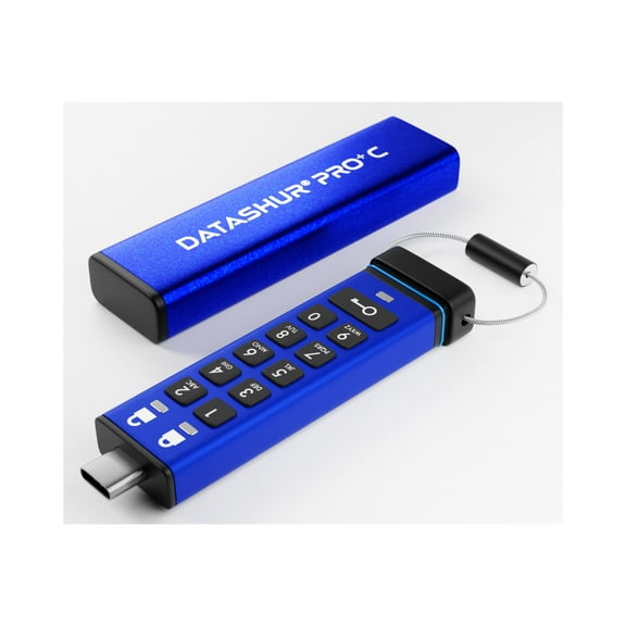 iStorage datAshur PRO+C 32GB | FIPS 140-3 Level 3 Certified | Secure USB Type-C Hardware Encrypted Drive | PIN protected | Type C-A adapter included - TAA Compliant (is-fl-da3c-256-32)