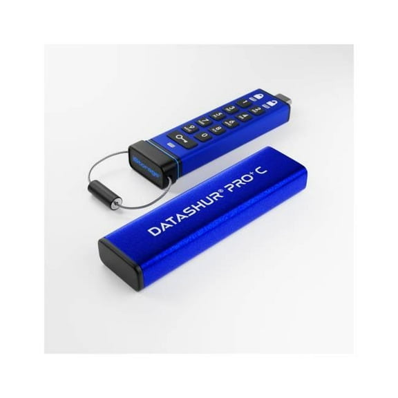 iStorage datAshur PRO+C 512GB | FIPS 140-3 Level 3 Certified | Secure USB Type-C Hardware Encrypted Drive | PIN protected | Type C-A adapter included - TAA Compliant - 512 GB - USB 3.2 (Gen 1) Type...