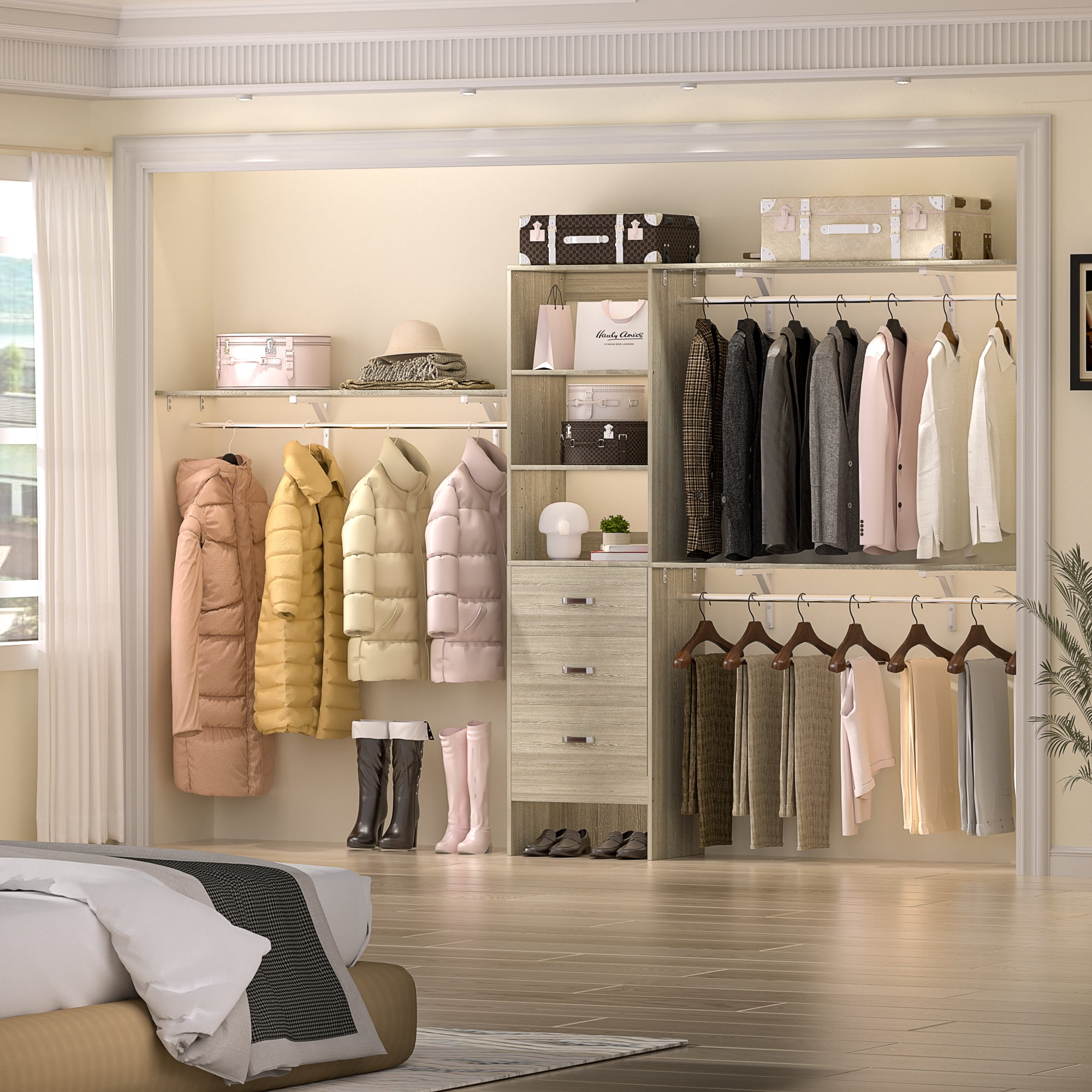 iSunirm 120'' Closet System, 10 Foot Heavy Duty Closet Organizer System ...