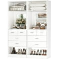 thumbnail image 1 of iSunirm 4.2FT Closet System with 8 Drawers, 50'' Walk-in Closet Organizer Wardrobe System with Mirror and Shelves for Closet, Bedroom, Living Room,White, 1 of 6