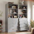 thumbnail image 1 of iSunirm 42.5'' Closet System with 8 Drawers, Walk-in Closet Organizers and Storage System with Shelves for Closet, Bedroom, Gray, 2 Packs, 1 of 7