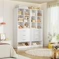 thumbnail image 1 of iSunirm 47.2" Modular Closet System with 6 Drawers and 12 Cube Storage, Freestanding Wood Walk-in Closet Organizers, White, 1 of 7
