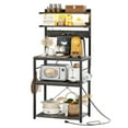 thumbnail image 1 of iSunirm 5-Tier Bakers Rack with Power Outlet, Microwave Stand, Coffee Bar Station with RGB Led Light, kitchen Storage Shelf with 6 Hooks, Kitchen Rack for Spices, Pots, and Pans, Black Oak, 1 of 8