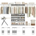 thumbnail image 1 of iSunirm 5FT Closet System with 2 Sets, 80" High Walk-in Closet Organizer System with 6 Wooden Drawers & 4 Hanging Rods, Fits 81 - 120'', Reversible Shelf Tower, for Bedroom, Closet, Gray, 1 of 7