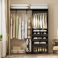 thumbnail image 1 of iSunirm 5FT Closet System with 3 Wooden Drawers, Reversible Closet Organizer with Hanging Rod & Shelf Tower, Sturdy Wardrobe Closet Garment Rack for Bedroom/Closet, 60"W x 80"H x 15"D, Black, 1 of 9
