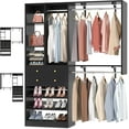 thumbnail image 1 of iSunirm 5FT Heavy Duty Closet System with 2 Drawers, Wall Mounted Wardrobe System with Hanging Rods & Adjustable Shelves, White Oak, 1 of 8
