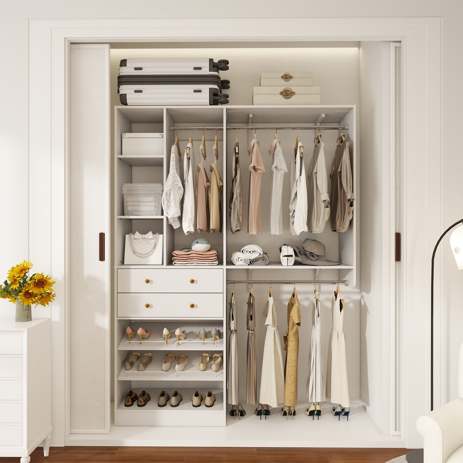 iSunirm 5FT Closet System with Drawers,5FT Closet System with Drawers