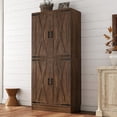 thumbnail image 1 of iSunirm 71" Tall Kitchen Pantry Storage Cabinet with Drawer, 4 Doors and 4 Adjustable Shelves, Freestanding Wood Farmhouse Pantry Cabinet for Kitchen, Dining Room, Pantry, 1 of 8