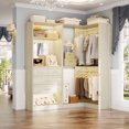 thumbnail image 1 of iSunirm Closet Organizer System with 4 Drawers, 56.5"(4.7 FT) Freestanding Closet System with Rods & Shelves, Max Load 1400+ lbs, Wash Oak, 1 of 7