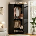 thumbnail image 1 of iSunirm Corner Closet System, 31" Corner Closet Organizer with 2 Hanging Rods and Shoe Rack, Corner Storage Unit for Small Space, Black, 1 of 6