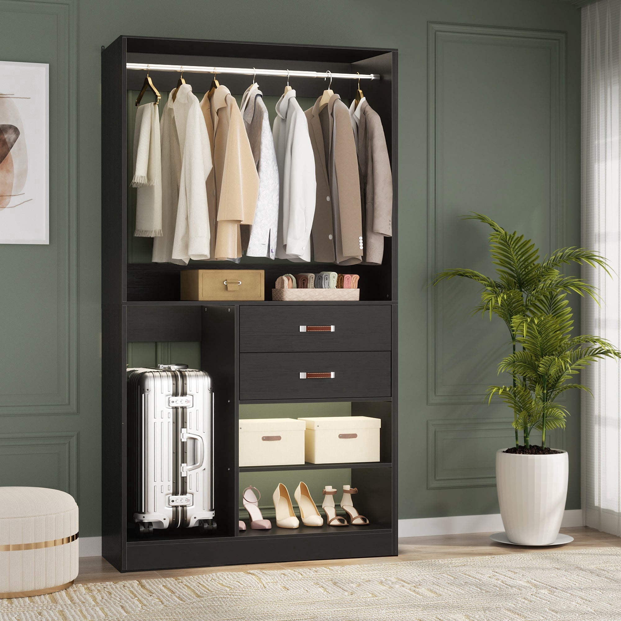 iSunirm Freestanding Closet Storage System, 39.4''W Wardrobe System