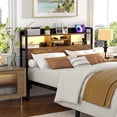 thumbnail image 1 of iSunirm Full Headboard Only, Headboard for Full Size Bed with Outlets and Storage, Bookcase Headboard with LED Lights, Height Adjustable, Sturdy and Easy Assembly, Rustic Brown, 1 of 10