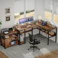 thumbnail image 1 of iSunirm Home Office L Shaped Desk with Magic Power Outlets and USB Charging Ports, 50.4"D x 42.5"W x 29"H, Storage Shelves, Reversible L Shaped Desk, Both Suitable for Students&Adults, Rusty Brown, 1 of 8