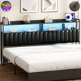thumbnail image 1 of iSunirm Upholstered Headboard for King Size Bed, Head Board with Power Outlet & LED Lights, Easy Assembly, Black, 1 of 8