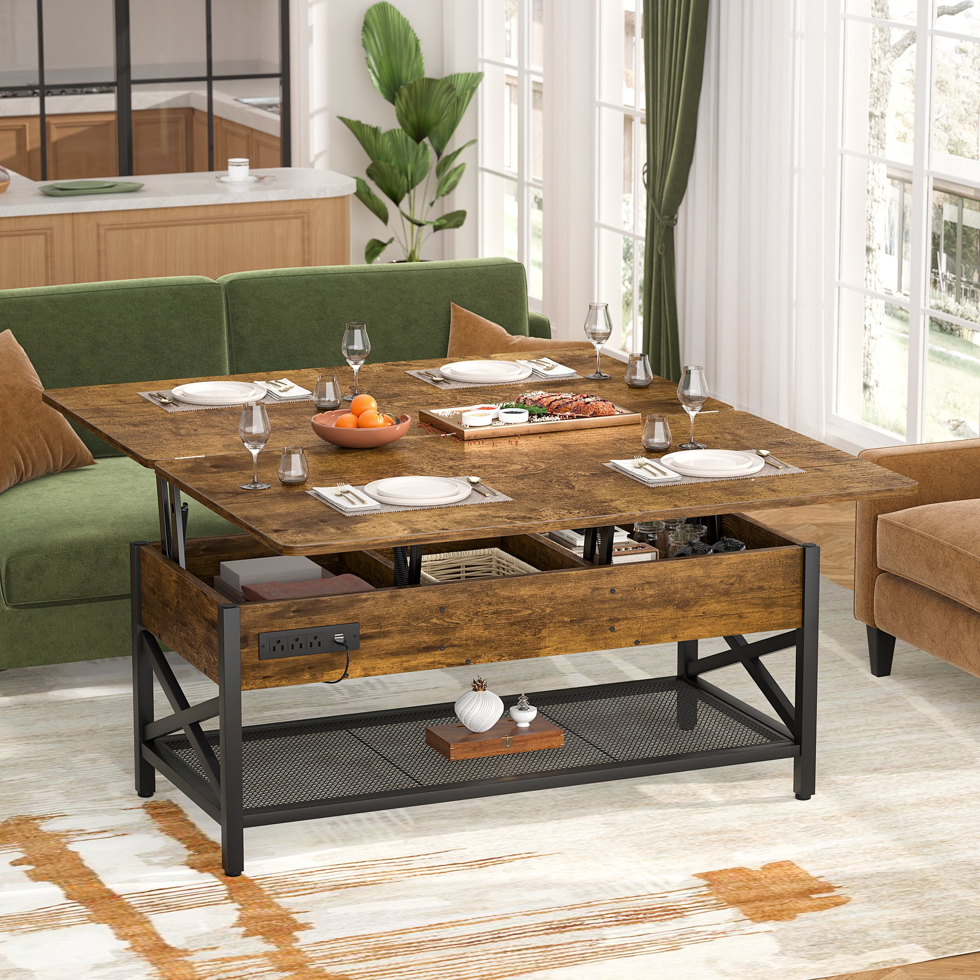 iSunirm Lift Top Coffee Table, Multi-Function Coffee Table Converts to ...
