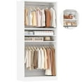 thumbnail image 1 of iSunirm Upgraded 36" Walk-in Closet System, Extended 36" Clothing Hanging Wardrobe Closet, Heavy Duty Closet Organizer System with 2 Hanging Rods & Adjustable Shelves, for Bedroom, White, 1 of 8