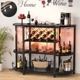 thumbnail image 1 of iSunirm 3-Tier Wine Bar Cabinet with Power Outlets and LED Lights, Bar Table Coffee Bar with Glass Holder & Liquor Storage Rack for Kitchen, Living Room, Black, 1 of 9