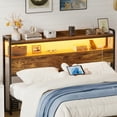 thumbnail image 1 of iSunrim Headboard for Full Size Bed Frame, Headboard with Charging Station, USB Ports and LED Light, Headboard with Storage, Height Adjustable, Full Size, Rustic Brown, 1 of 9