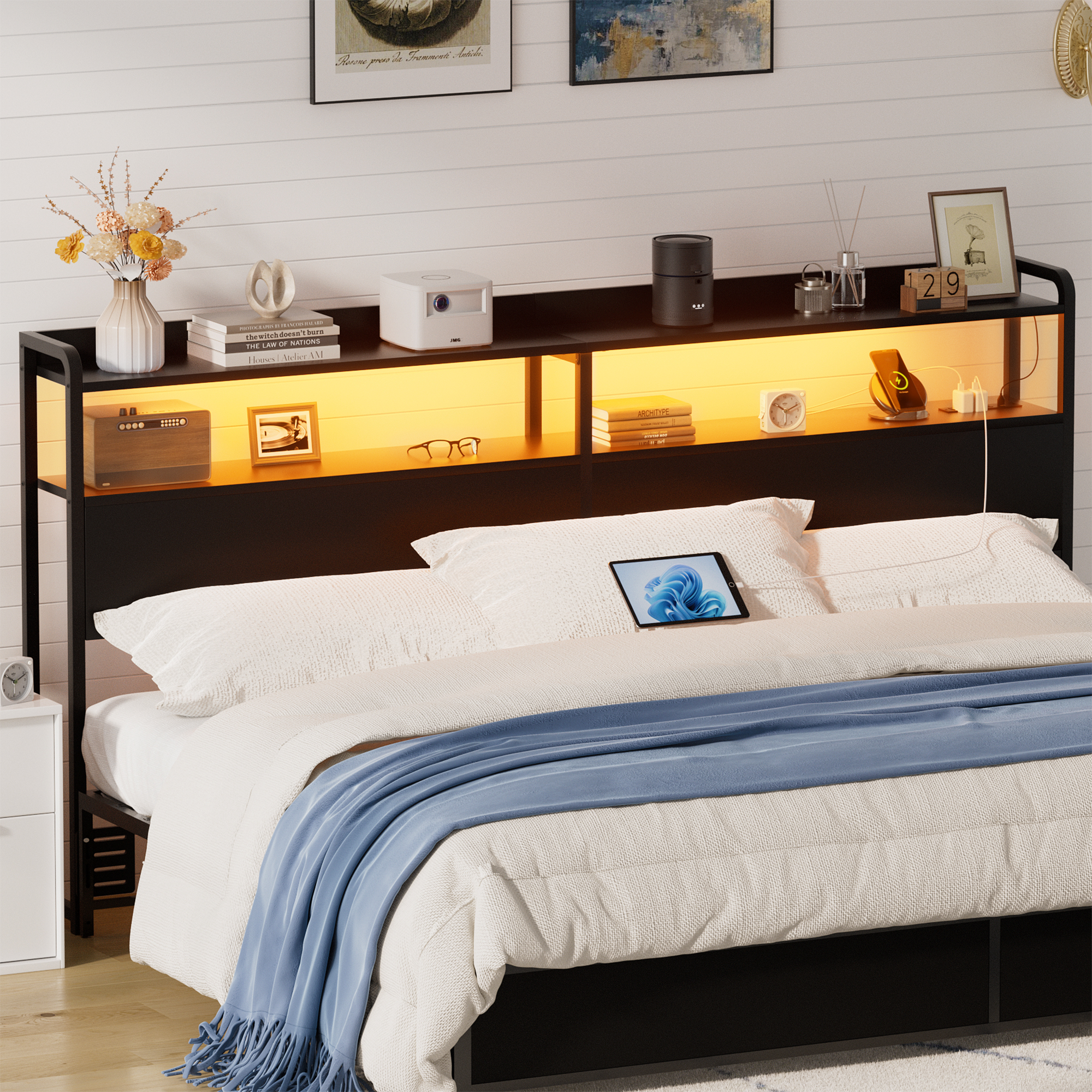 iSunrim Headboard for King Size Bed Frame, Headboard with Charging ...
